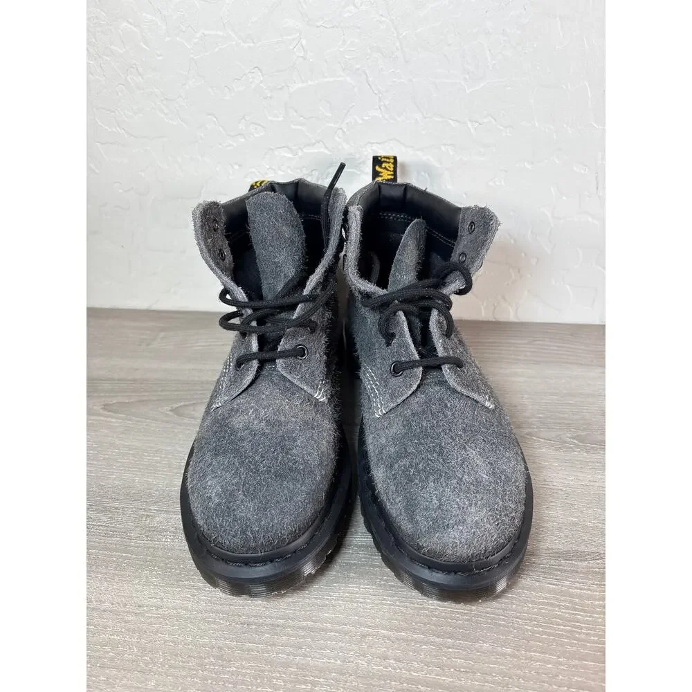 Dr. Martens 939 Stonewashed Hairy‎ Suede GUNMETAL BLACK M 6, W 7 Boots NEW RARE